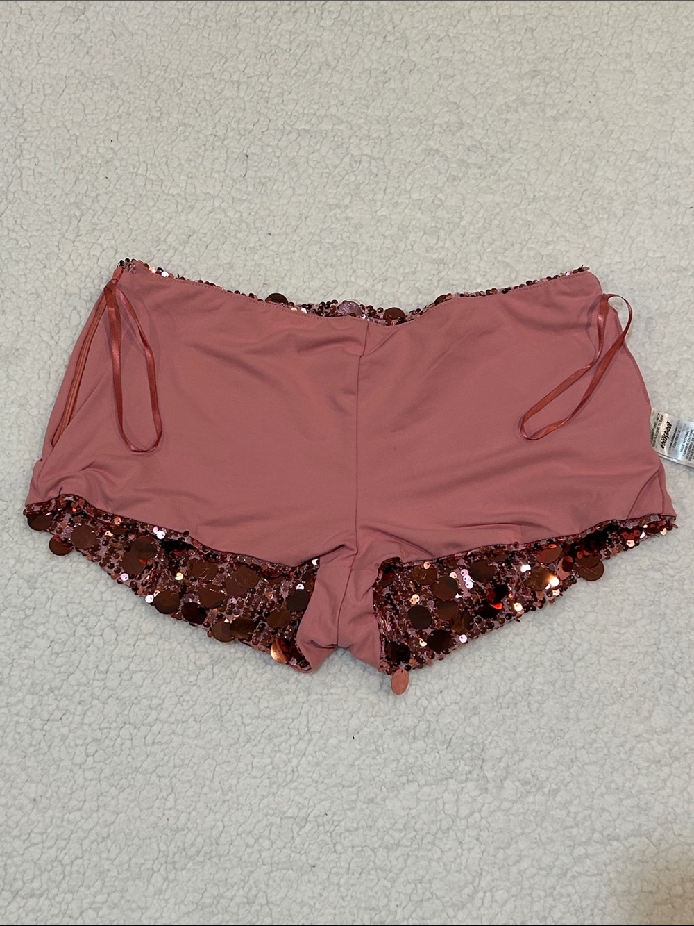 Edikted Sephira Sequin Micro Shorts Medium Light Pink Festival Glam Disco - Picture 8 of 13